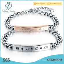 Roman numerals with zircon couple bracelets,students style bracelets